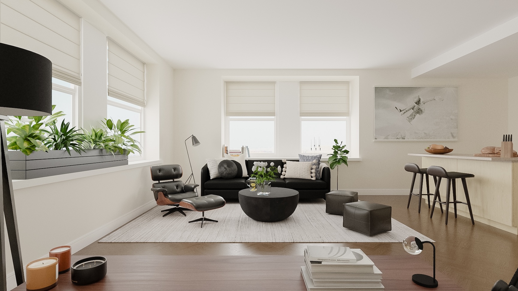 Modern single apartment with Eames chair