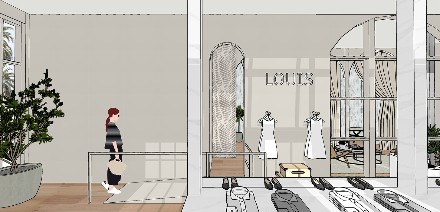 Rendering of a modern boutique