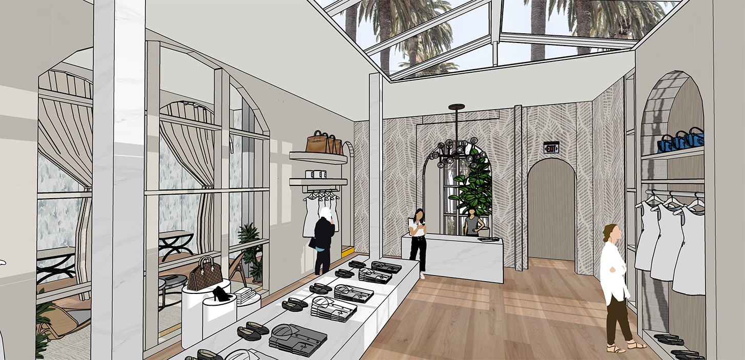 Sketch of a modern boutique